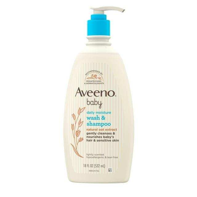 Aveeno Baby Daily Moisture Gentle Body Bath Wash & Shampoo, Oat Extract - 18oz - Elvoros