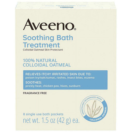 Aveeno Soothing Oatmeal Bath Treatment for Eczema, Itchy, Dry Skin - 1.5oz x 8 packets - Elvoros
