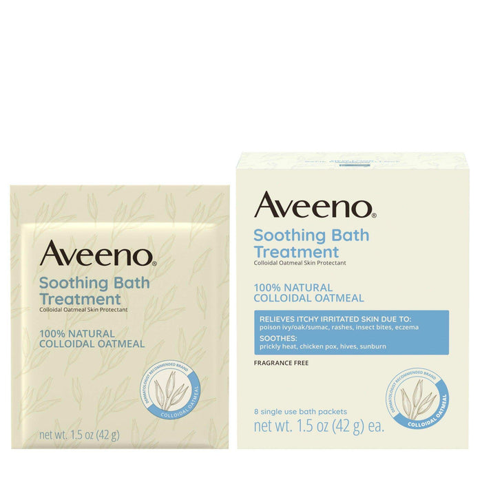 Aveeno Soothing Oatmeal Bath Treatment for Eczema, Itchy, Dry Skin - 1.5oz x 8 packets - Elvoros