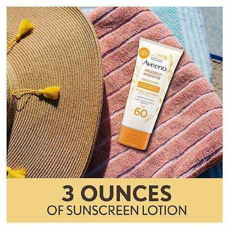 Aveeno Sunscreen Protect + Hydrate Broad Spectrum Body Lotion SPF60 - 3 Oz - Elvoros