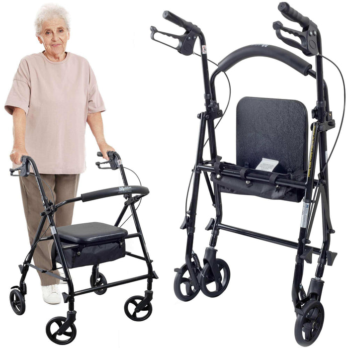 Medacure Steel Rollator Walker with Seat - Elvoros