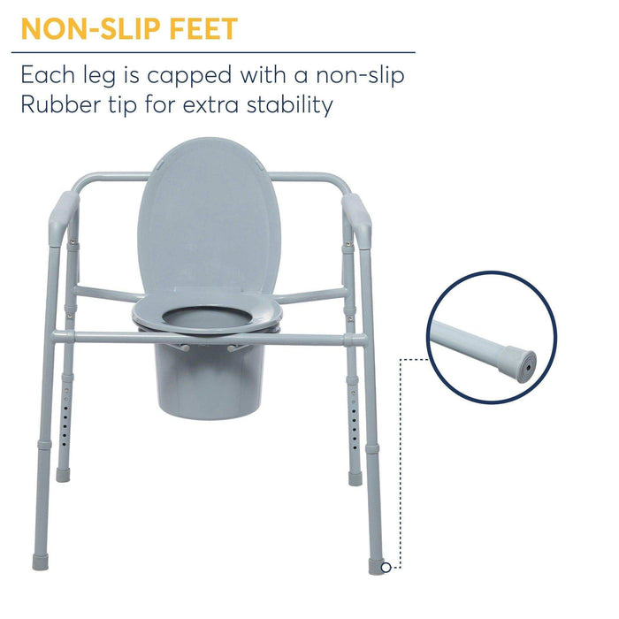 Drive Medical Heavy Duty Bariatric Folding Bedside Commode Chair - Elvoros