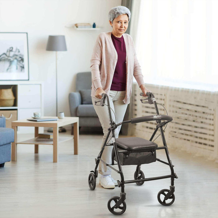 Medacure Steel Rollator Walker with Seat - Elvoros