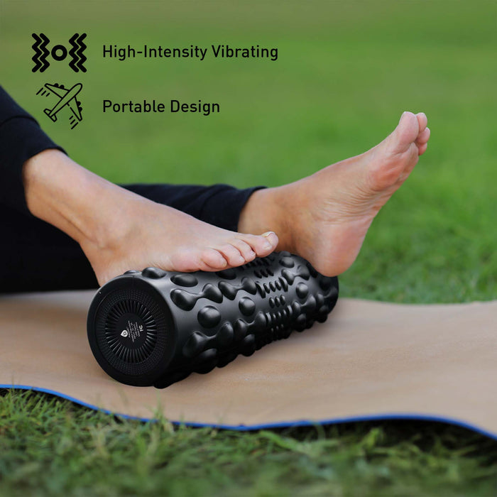 Pursonic Vibrating Foam Roller + Neck and Shoulder Stretcher Muscle Relief Bundle shophomemed