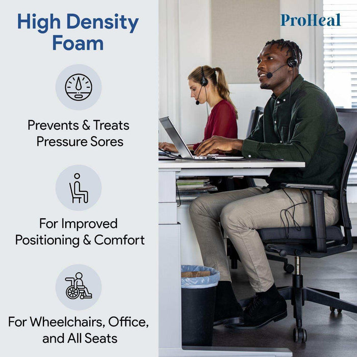 Bariatric Foam Wedge Wheelchair Seat Cushion -Eliminates Sliding from Sling Seat - Elvoros