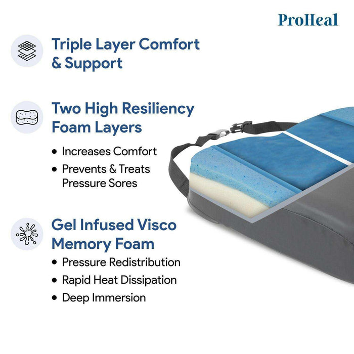 Bariatric Wheelchair Seat Cushion with Gel Infused Memory Foam - Elvoros