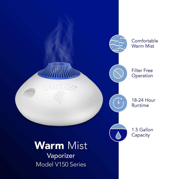 Vicks Warm Steam Vaporizer Humidifier with Night Light - 1.5 Gal - Elvoros