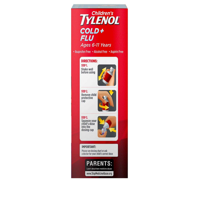 Tylenol Children's Cold & Flu Liquid Oral Suspension Grape - 4 fl. oz - Elvoros