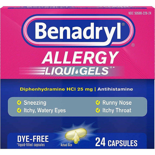 Benadryl Allergy Dye-Free Liqui-Gels 25 mg - 24 ea - Elvoros