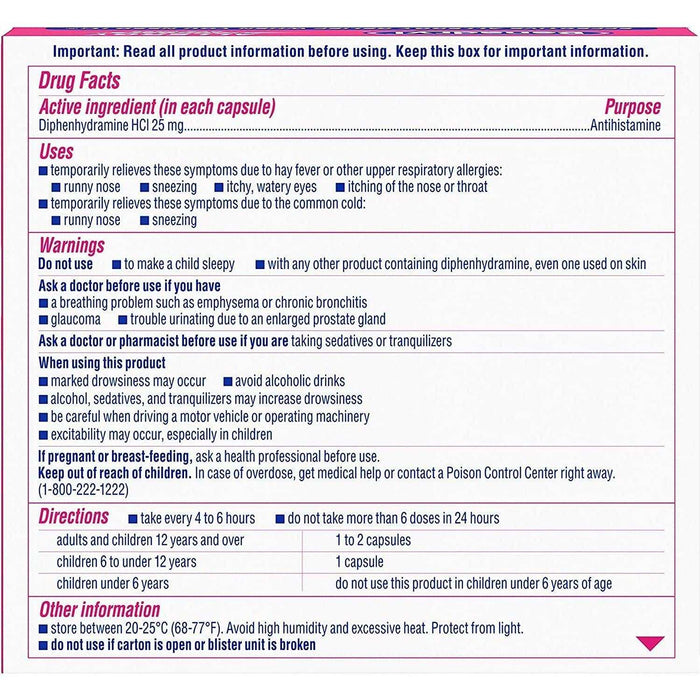 Benadryl Allergy Dye-Free Liqui-Gels 25 mg - 24 ea - Elvoros