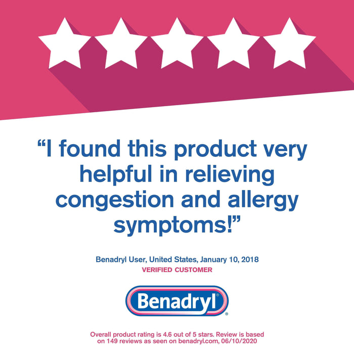 Benadryl Allergy Plus Congestion Ultra Tablets 24 Count - Elvoros