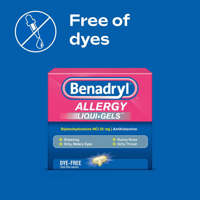 Benadryl Allergy Relief 25Mg Dye-Free Liquigels - 24Ct Gels - Elvoros