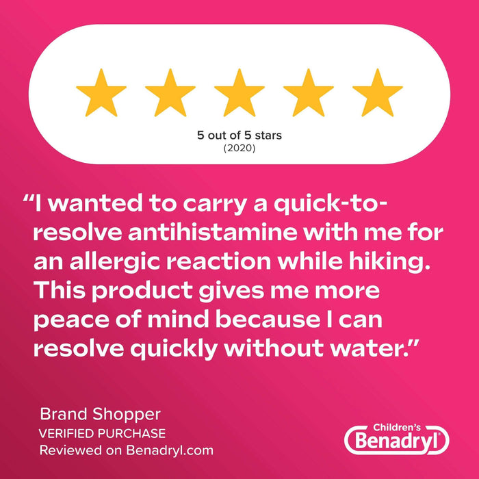 Benadryl Childrens Allergy Chewables Grape 20 Tablets - Elvoros