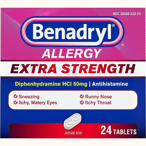 Benadryl Extra Strength Allergy Tablet, 24 ct. - Elvoros