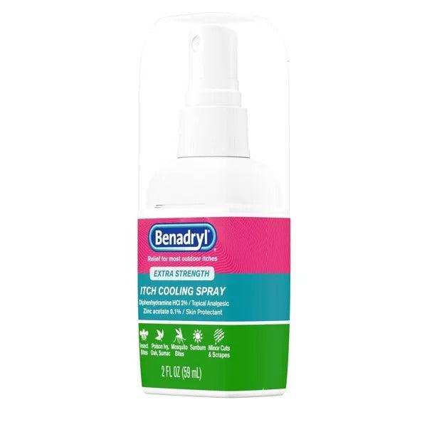 Benadryl Extra Strength Itch Cooling Spray for Skin Itch & Rash Relief Travel Size - 2 fl oz - Elvoros