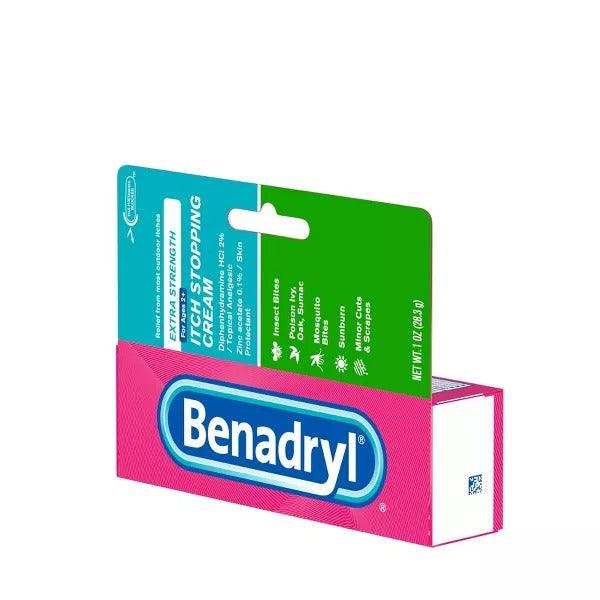 Benadryl Extra Strength Itch Stopping Cream for Itchy Skin and Rash Relief - 1 oz - Elvoros