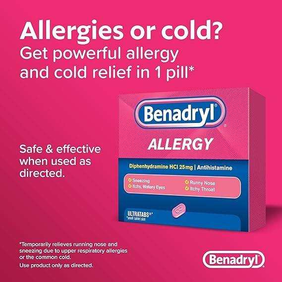 Benadryl Ultratabs Antihistamine Allergy Relief Tablets 25mg - 48ct - Elvoros