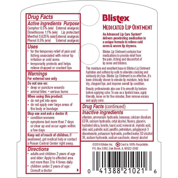Blistex Medicated Lip Ointment for Dryness and Cold Sores - Elvoros