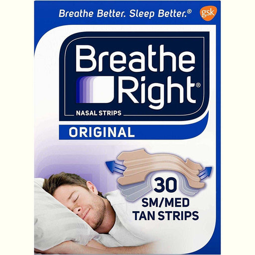Breathe Right Nasal Strips Original Tan Small/Medium 30 Each - Elvoros