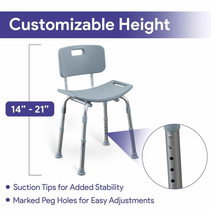 Medacure Height Adjustable Shower Chair for Seniors Case of 4 - Elvoros
