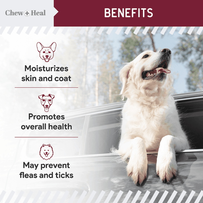 Chew + Heal Chewable Flea and Tick Prevention for Dogs - 180 Delicious Soft Chews - Elvoros