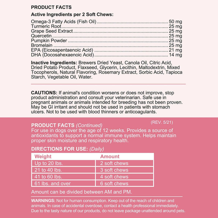 Chew + Heal Dogs Allergy Chews Relief For Itchy Skin - Elvoros