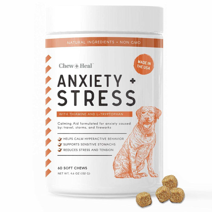 Chew + Heal Dogs Anxiety & Stress Calming Soft Chews - Elvoros