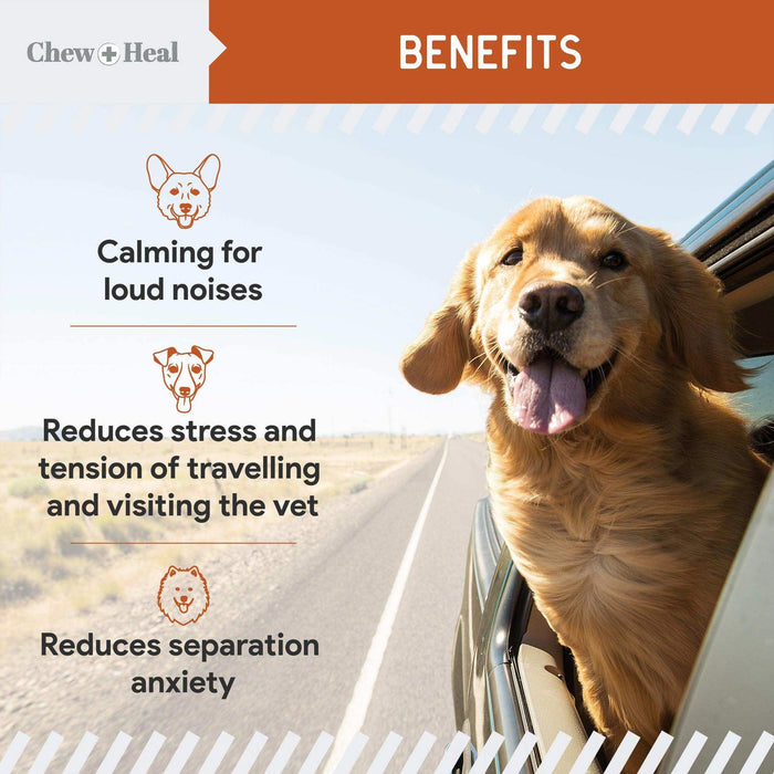 Chew + Heal Dogs Anxiety & Stress Calming Soft Chews - Elvoros