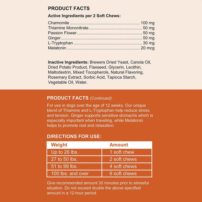 Chew + Heal Dogs Anxiety & Stress Calming Soft Chews - Elvoros