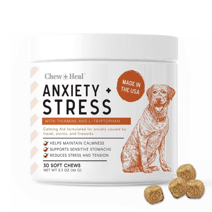 Chew + Heal Dogs Anxiety & Stress Calming Soft Chews - Elvoros