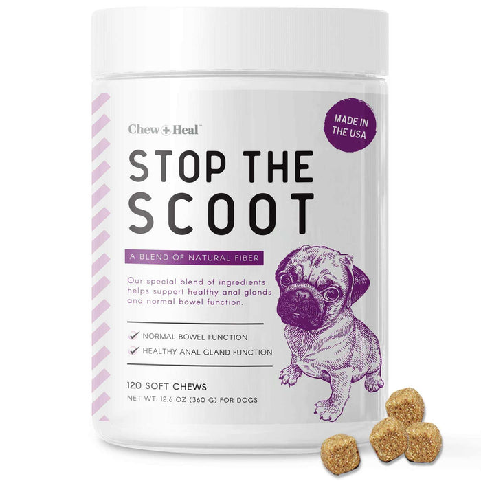 Chew + Heal No Scoot for Dogs - for Healthy Anal Gland Function - Elvoros