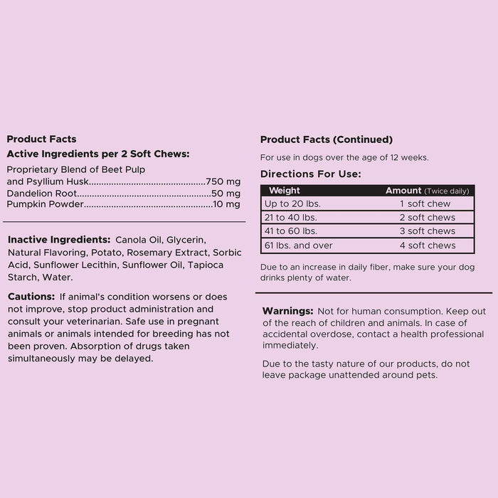 Chew + Heal No Scoot for Dogs - for Healthy Anal Gland Function - Elvoros