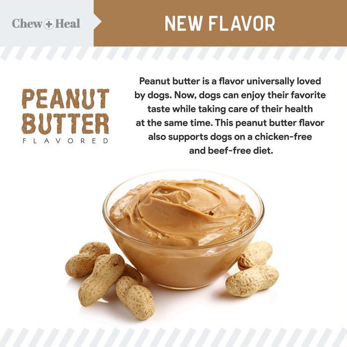 Chew + Heal Omega Skin and Coat for Dogs - 180 Chews - Peanut Butter Flavor - Elvoros