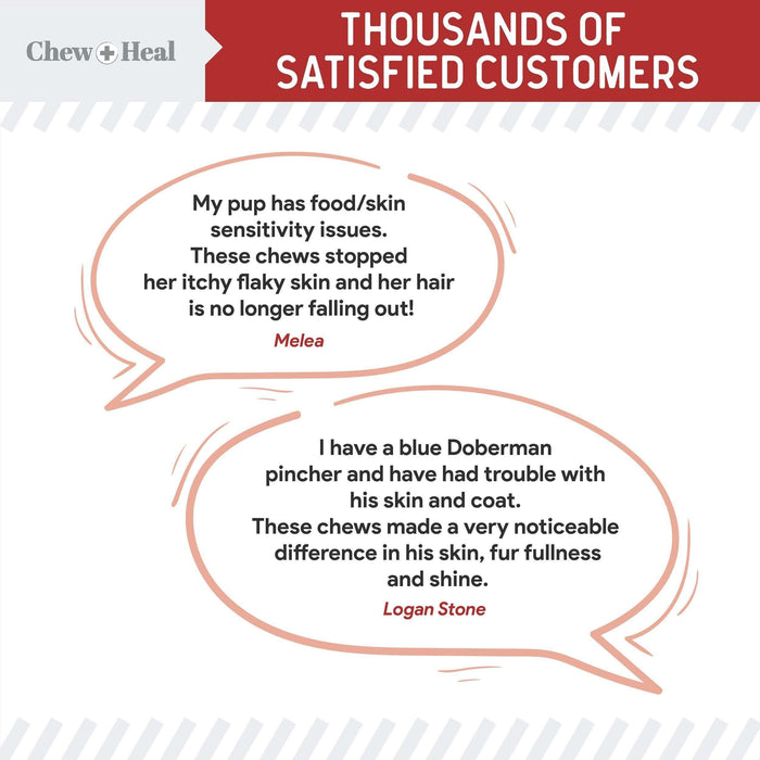 Chew + Heal Omega Skin and Coat for Dogs - 180 Chews - Smoked Bacon Flavor - Elvoros