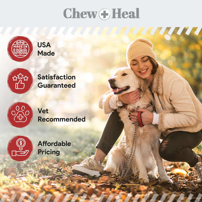 Chew + Heal Omega Skin and Coat for Dogs - 180 Chews - Smoked Bacon Flavor - Elvoros
