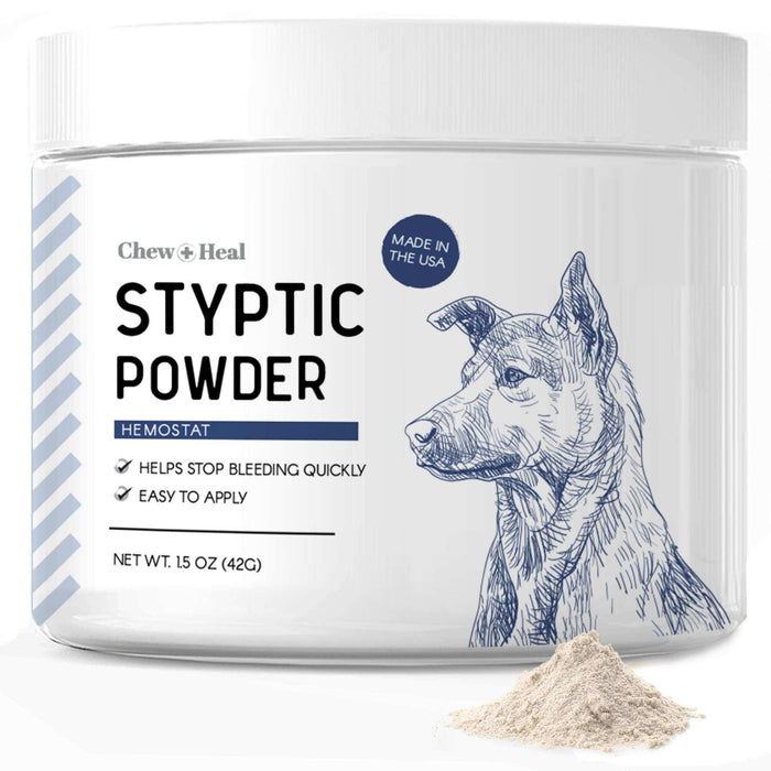 Chew + Heal Styptic Powder for Dogs 1.5 oz - Quick Clotting Powder - Elvoros