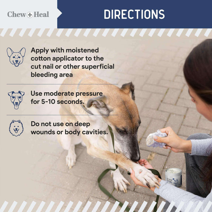 Chew + Heal Styptic Powder for Dogs 1.5 oz - Quick Clotting Powder - Elvoros