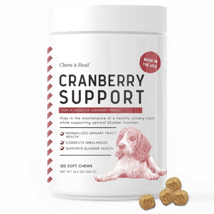 Chew + Heal UTI Treatment Cranberry Chews for Dogs - Elvoros