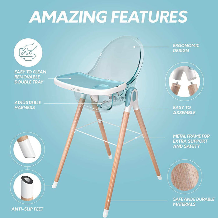 Children of Design Deluxe High Chair - Blue - Elvoros