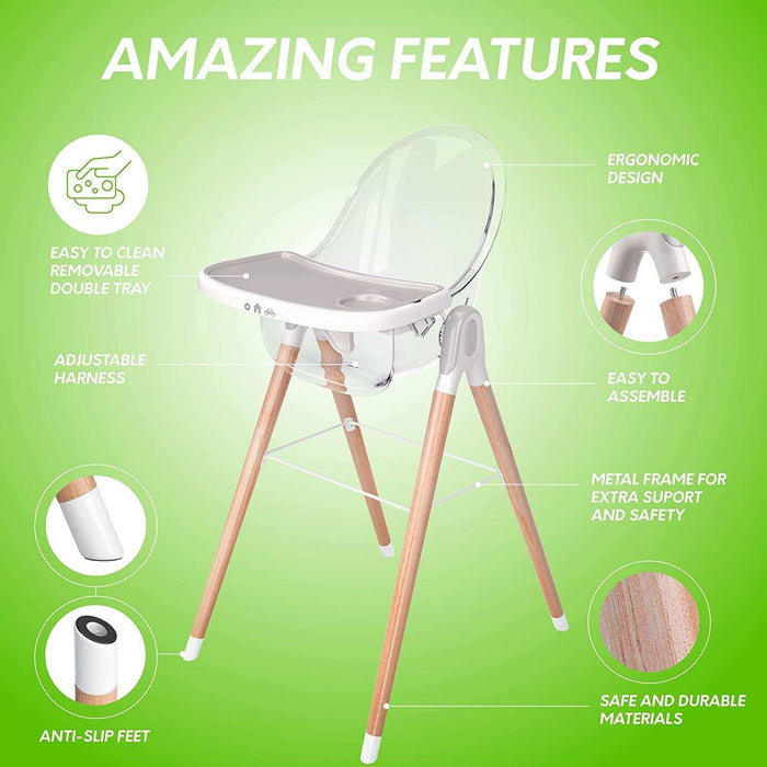 Children of Design Deluxe High Chair - Grey - Elvoros