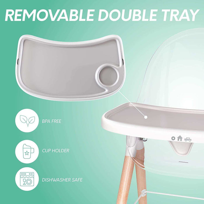 Children of Design Deluxe High Chair - Grey - Elvoros