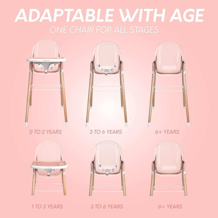 Children of Design Deluxe High Chair - Pink - Elvoros