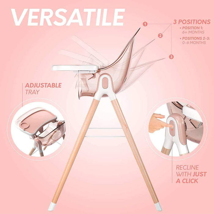 Children of Design Deluxe High Chair - Pink - Elvoros