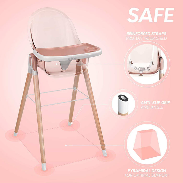 Children of Design Deluxe High Chair - Pink - Elvoros