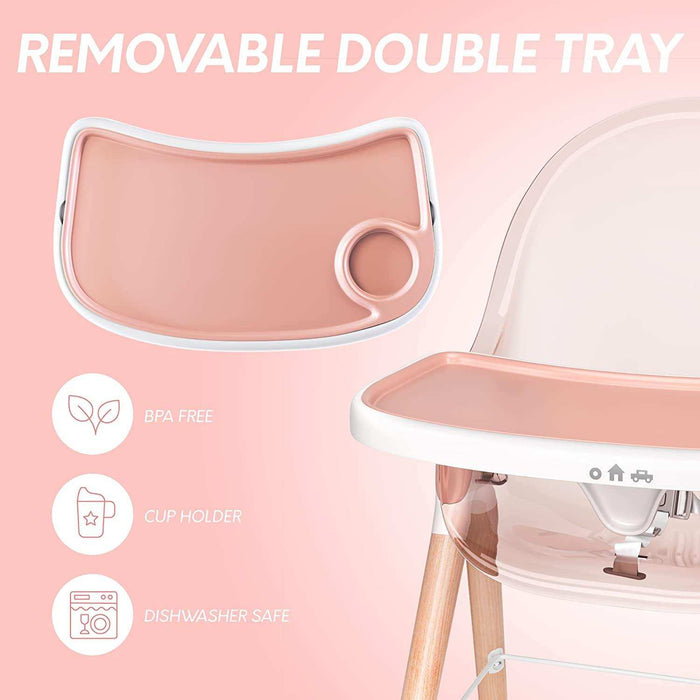 Children of Design Deluxe High Chair - Pink - Elvoros