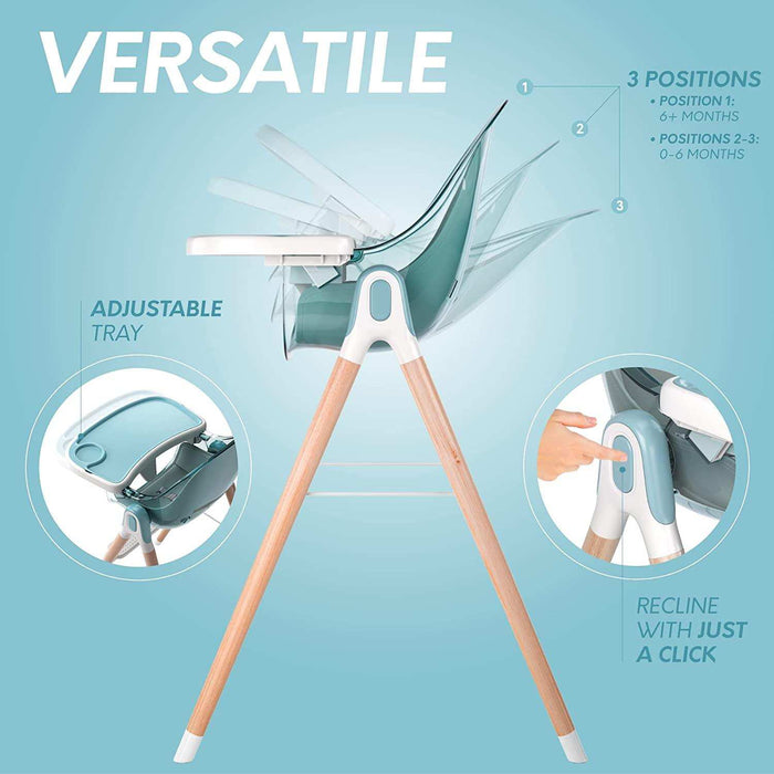 Children of Design Deluxe High Chair with Cushion - Blue - Elvoros