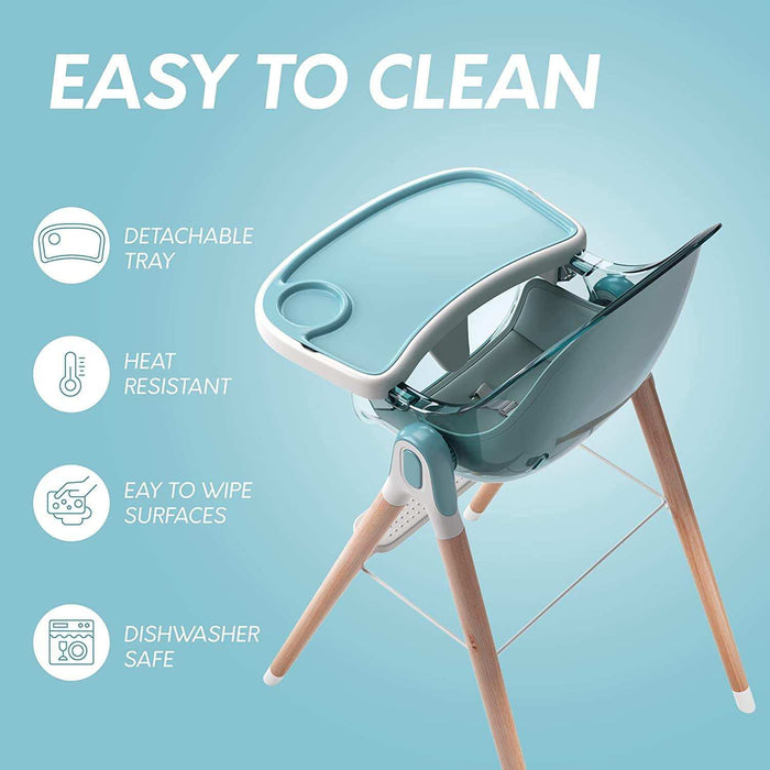 Children of Design Deluxe High Chair with Cushion - Blue - Elvoros