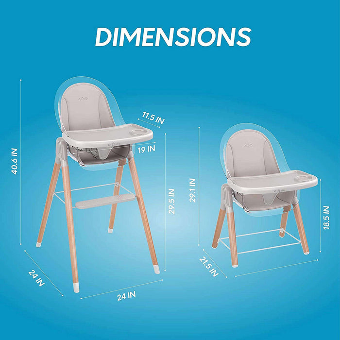 Children of Design Deluxe High Chair with Cushion - Grey - Elvoros