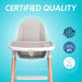 Children of Design Deluxe High Chair with Cushion - Grey - Elvoros