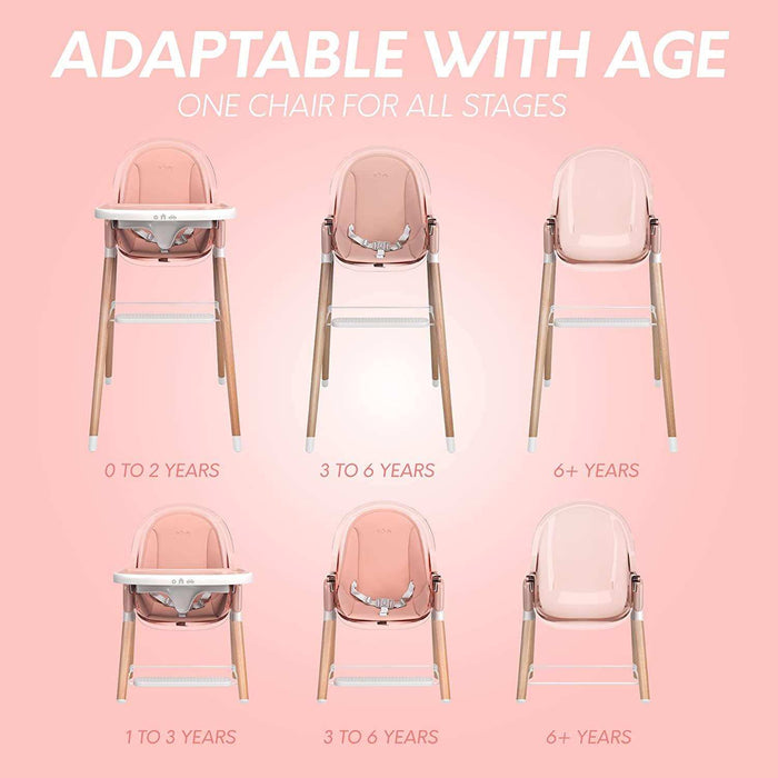 Children of Design Deluxe High Chair with Cushion - Pink - Elvoros
